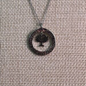 925 Silver Double sided Tree / Teachers Pendant Necklace